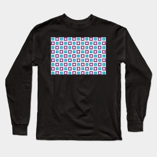 Repeating Squares Pattern abstract in blue and purple Long Sleeve T-Shirt